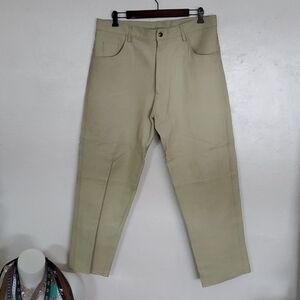 Vintage International Male Leather Pants in Light Moss Green Size 36